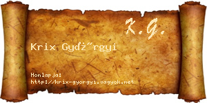 Krix Györgyi névjegykártya