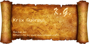 Krix Györgyi névjegykártya